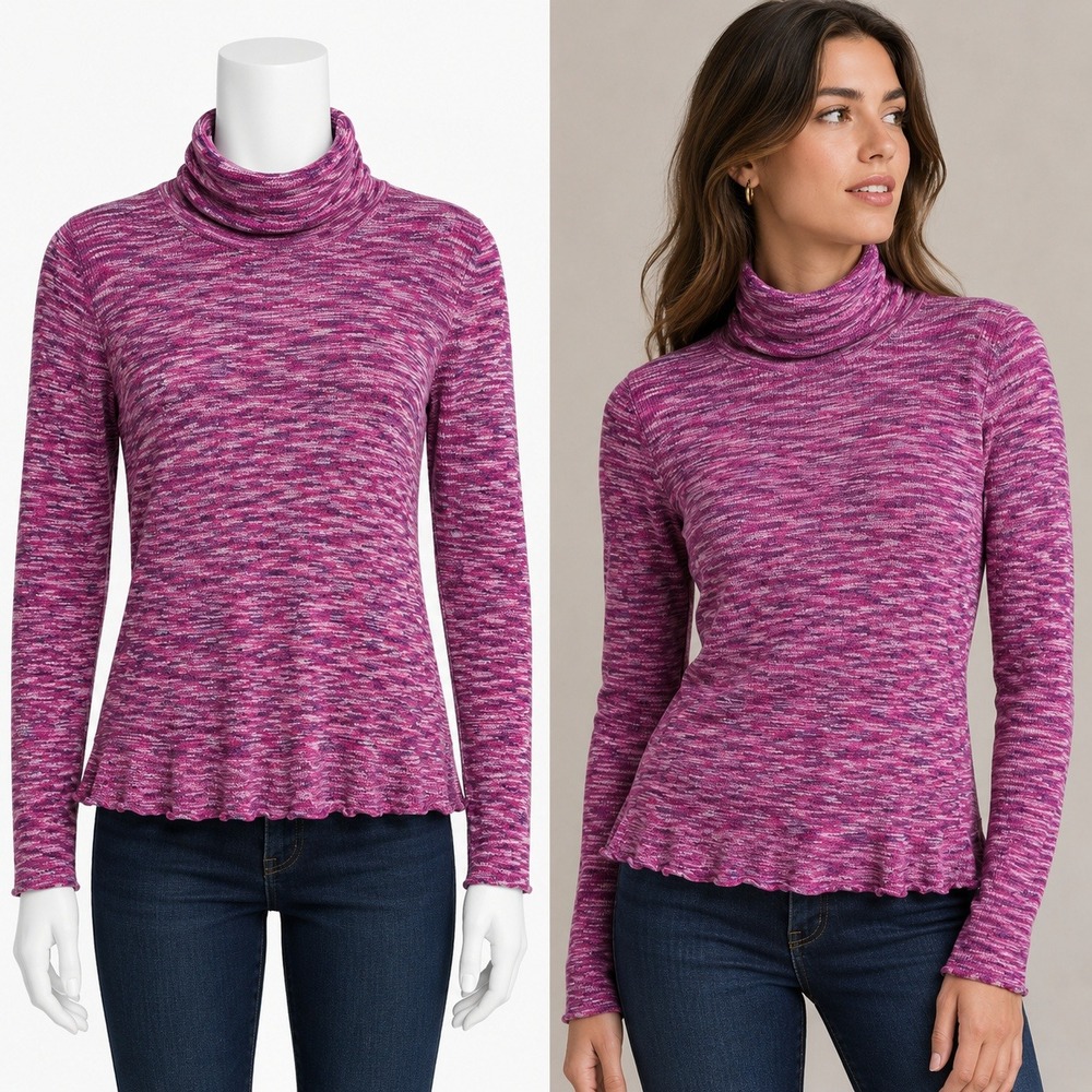 Missoni for Target Turtleneck Sweater Women L Pink Space Dye Knit Long Sleeve